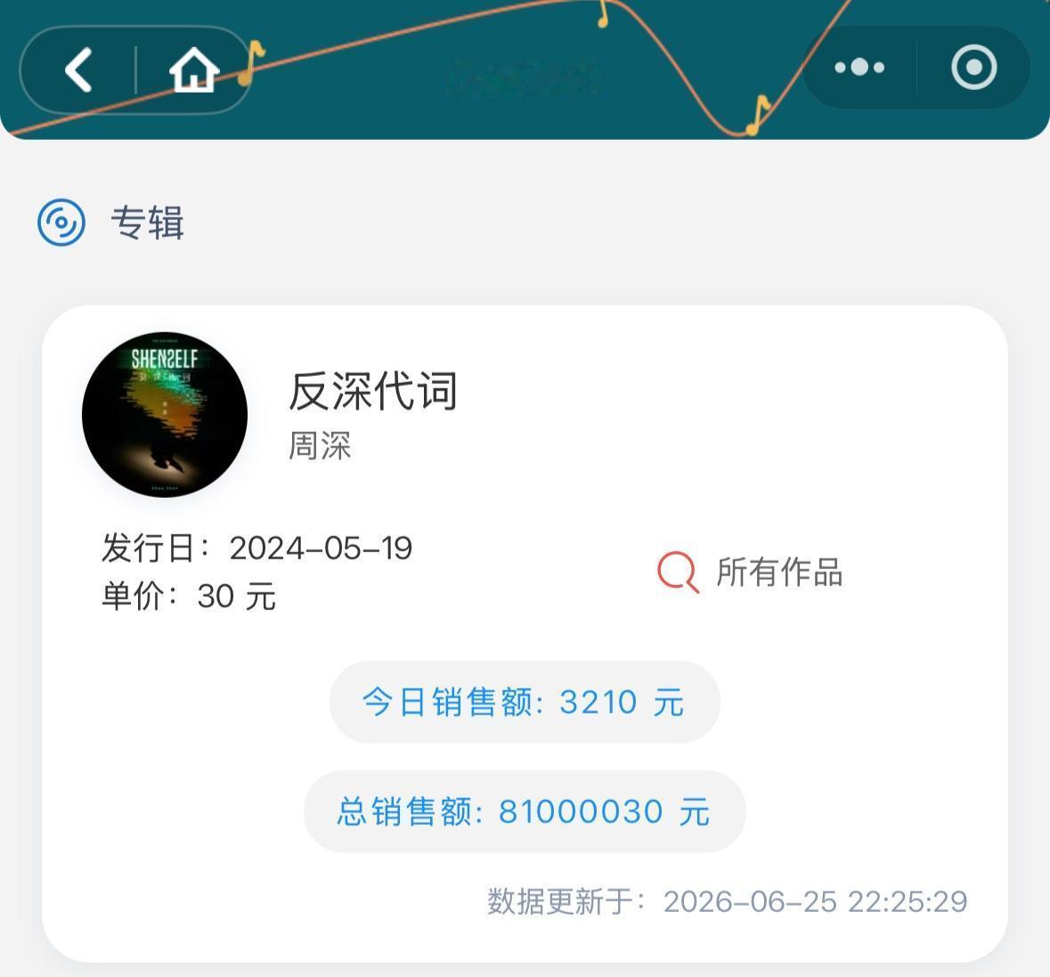 周深周深新专辑反深代词  🎉🎉🎉热烈祝贺《反深代词》数字专辑销售额达成81