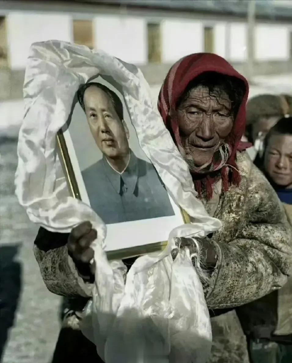 毛主席在藏族人民心中的地位，即使穿得再破、再没钱，也要用洁白的哈达把毛主席像包裹