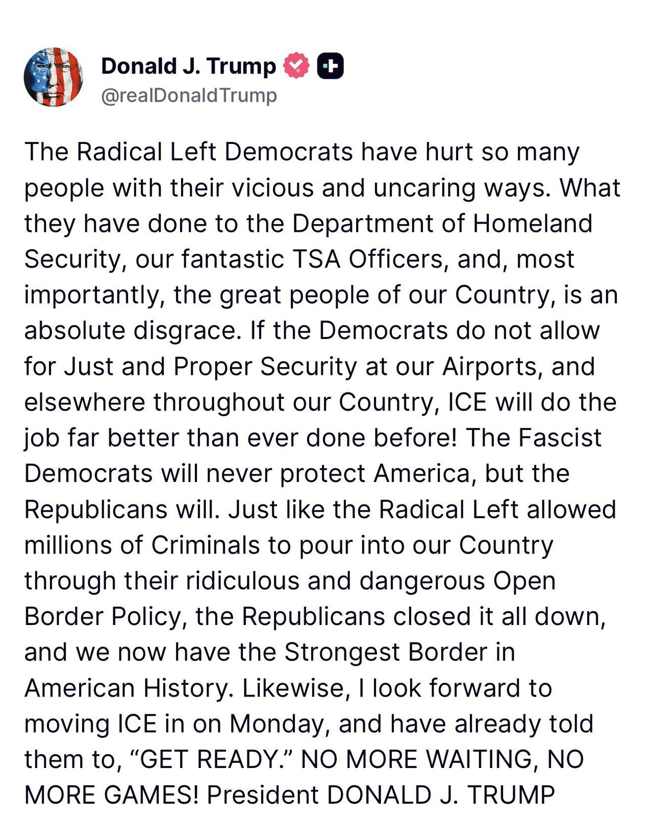 🚨🚨🚨 特朗普总统刚刚在Truth Social上发表了措辞强硬的言论，猛