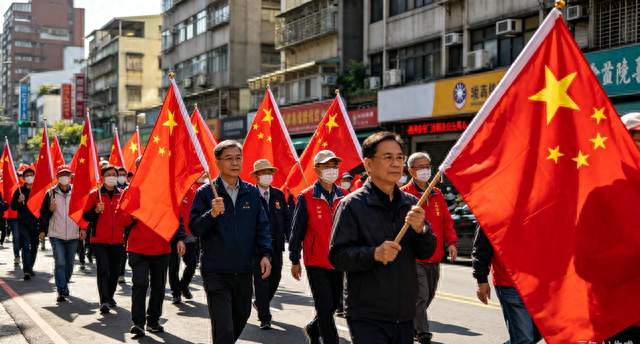 响彻台北街头！台湾民众高举五星红旗，齐声高喊要统一