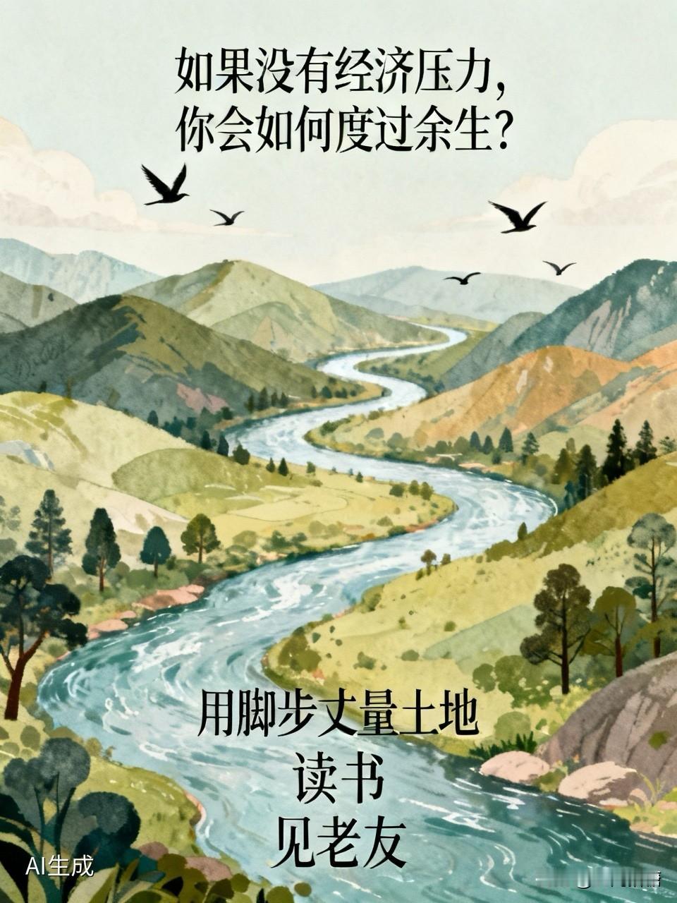 如果没有任何经济压力，你会如何度过余生？
有人说：
要用脚步去丈量更多的土地，感