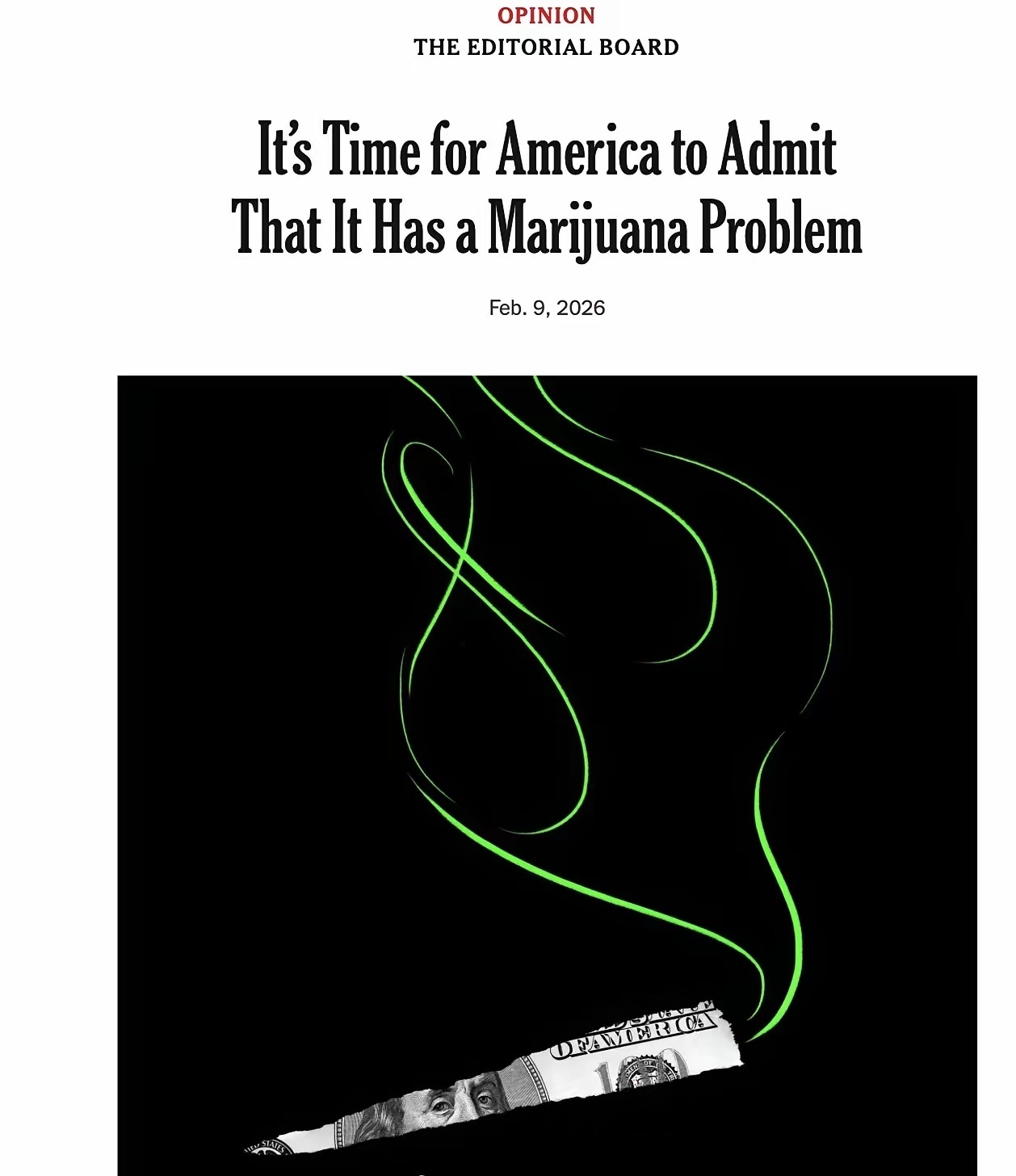 扭时罕见地承认错误，说它2013年以来推大麻合法化是错误的，呼吁美国人重视大麻问