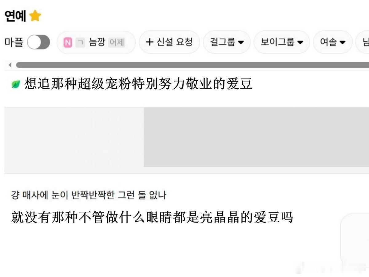 🔥韩网热帖评论翻译🔥想追那种超级宠粉特别努力敬业的爱豆韩网原帖帖主称：想追那