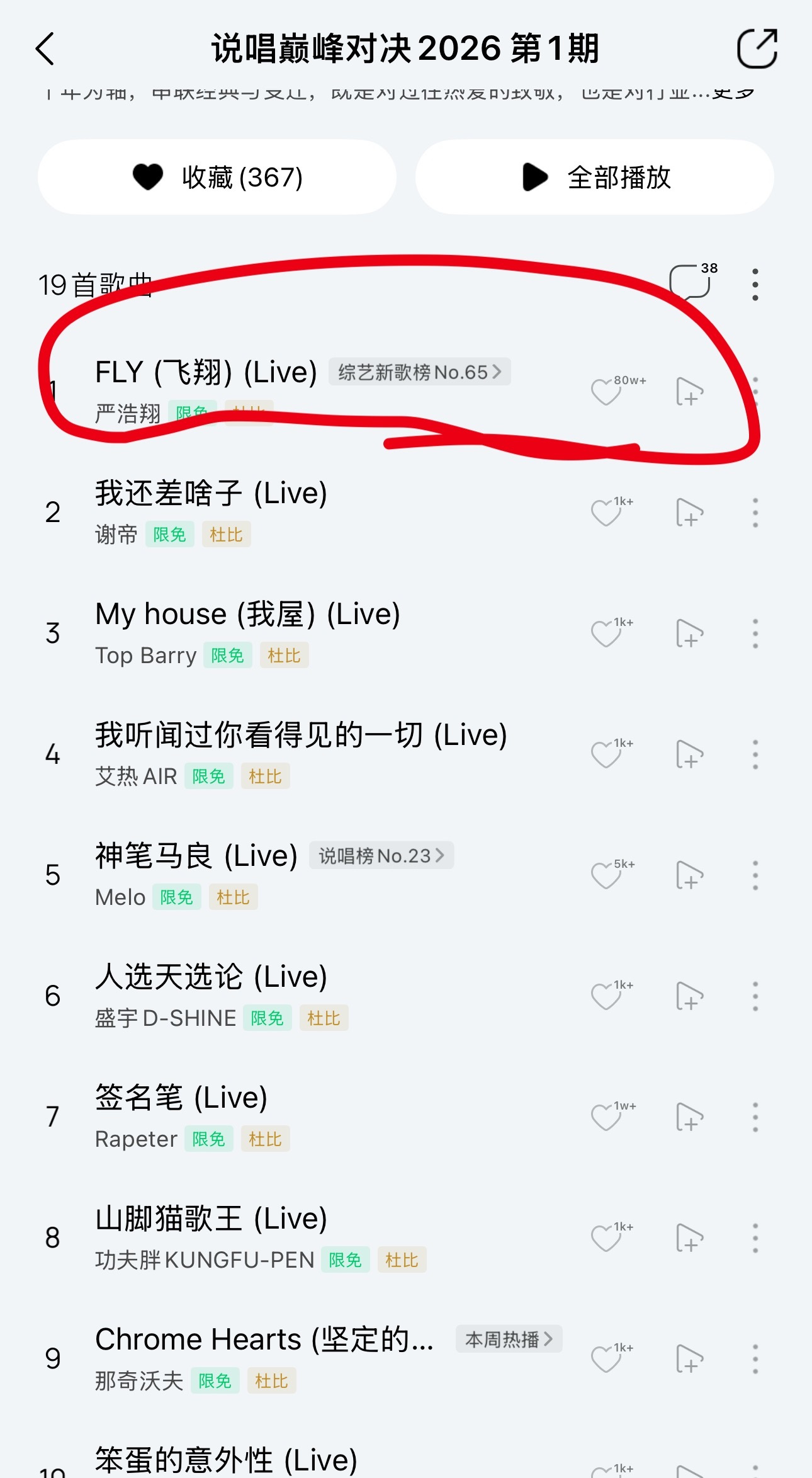 看来《说唱巅峰对决》网易云受众和QQ音乐受众完全不一样啊！《巅峰》第一期网易云收