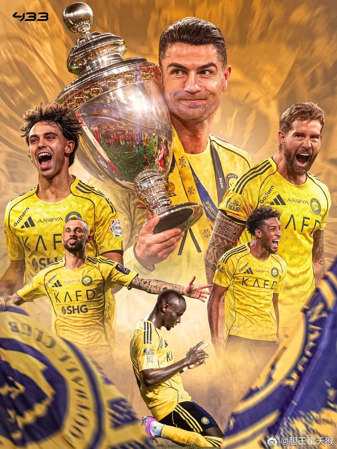 属于C罗的冠军，终于来了。🏆利雅得胜利4-1击败对手，成功夺得沙特联冠军。这不