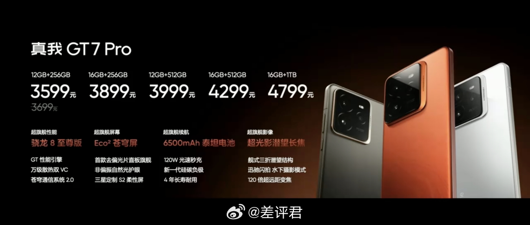 #差评说数码# 真我 GT7 Pro，感觉也已经提前杀死了性价比的比赛。同样都是