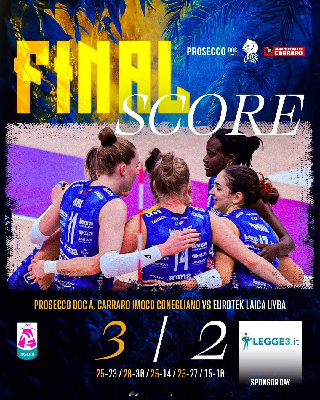 2025-2026赛季意甲女排联赛常规赛第14轮(提前赛)，科内利亚诺3-2布斯