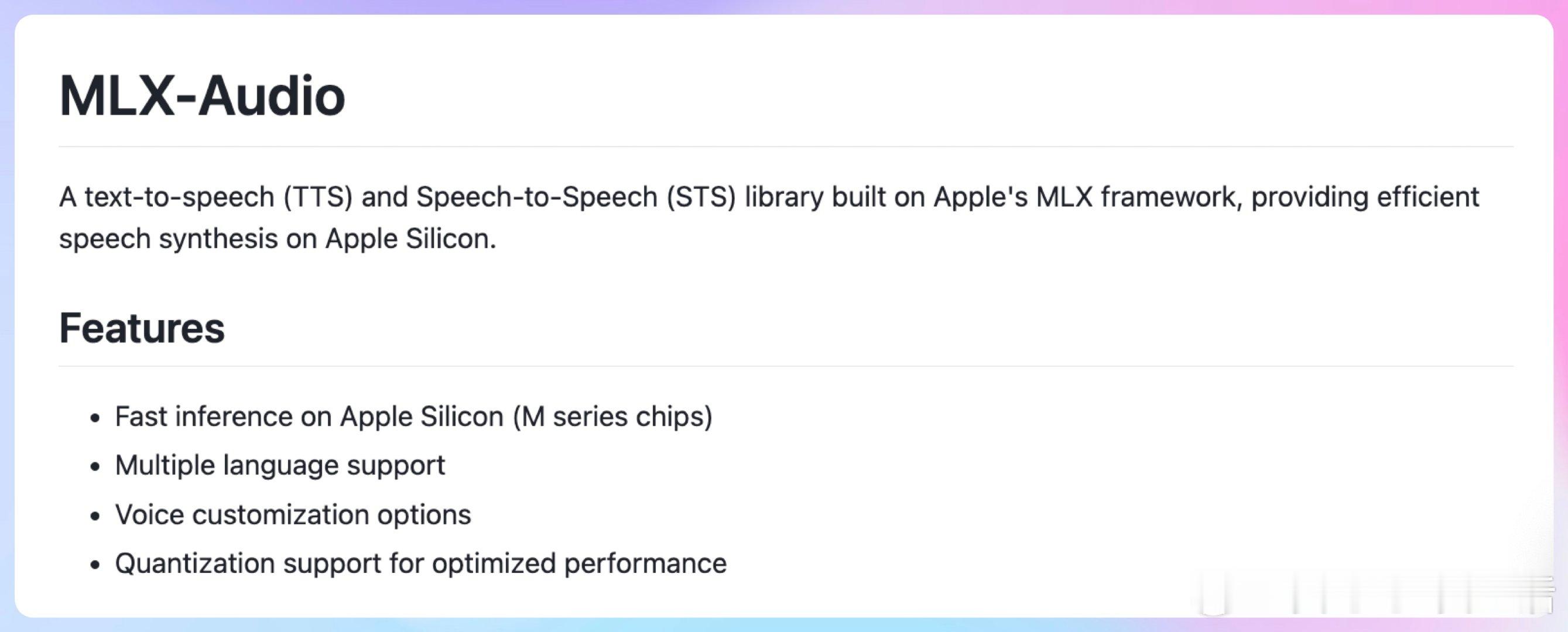【[105星]mlx-audio：基于Apple MLX框架的文本转语音（TTS