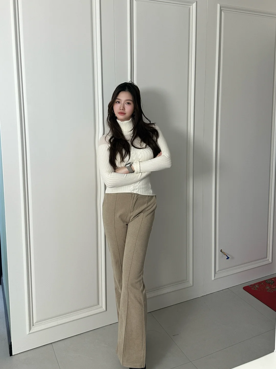 春节回家ootd 高领打底衫 内外千层绒 冬季内搭参考 针织打底衫 白...