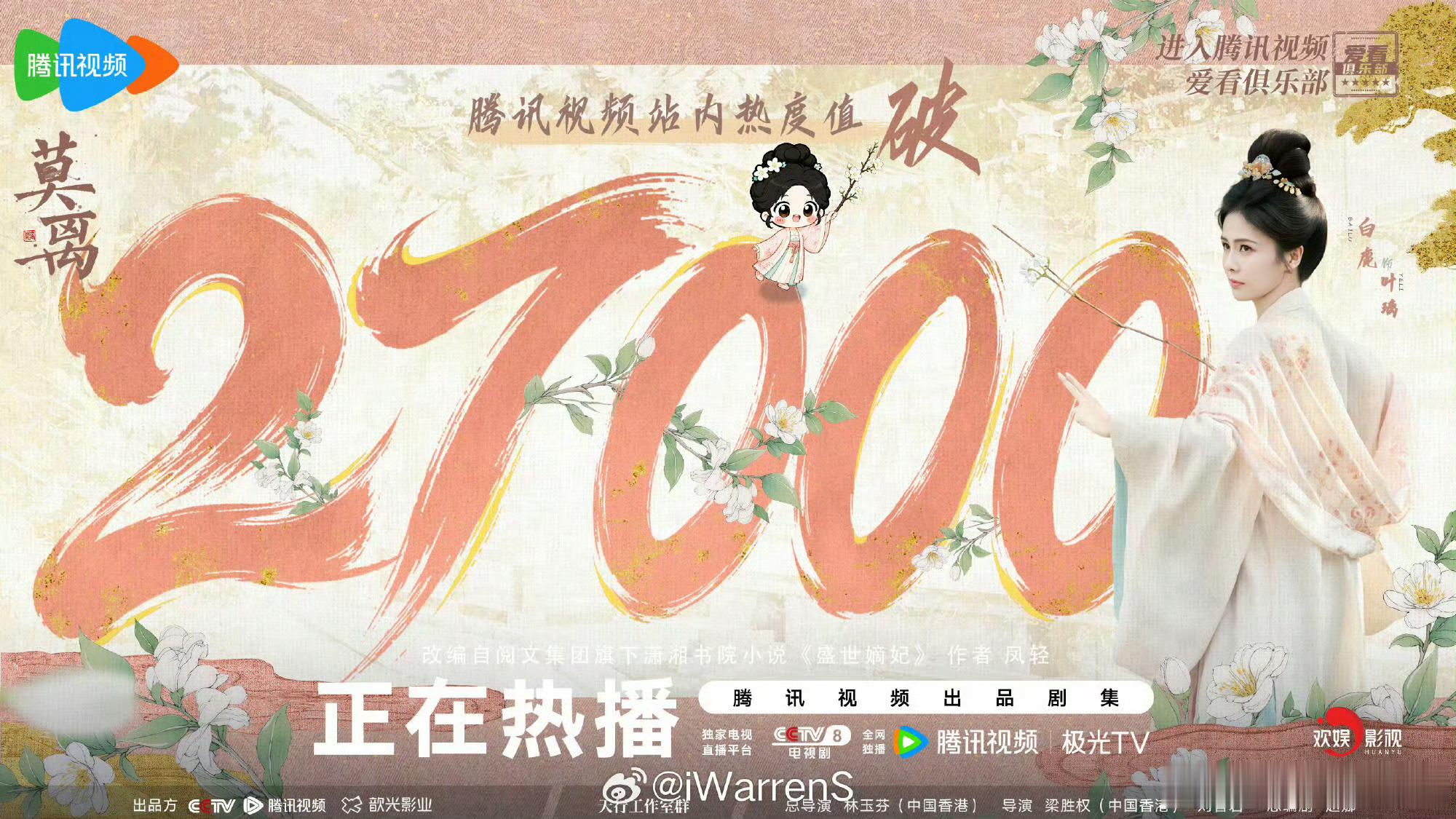 莫离热度恭喜莫离热度突破27000，就算在黑，白鹿的剧依旧一堆人看，恭喜白鹿喽，