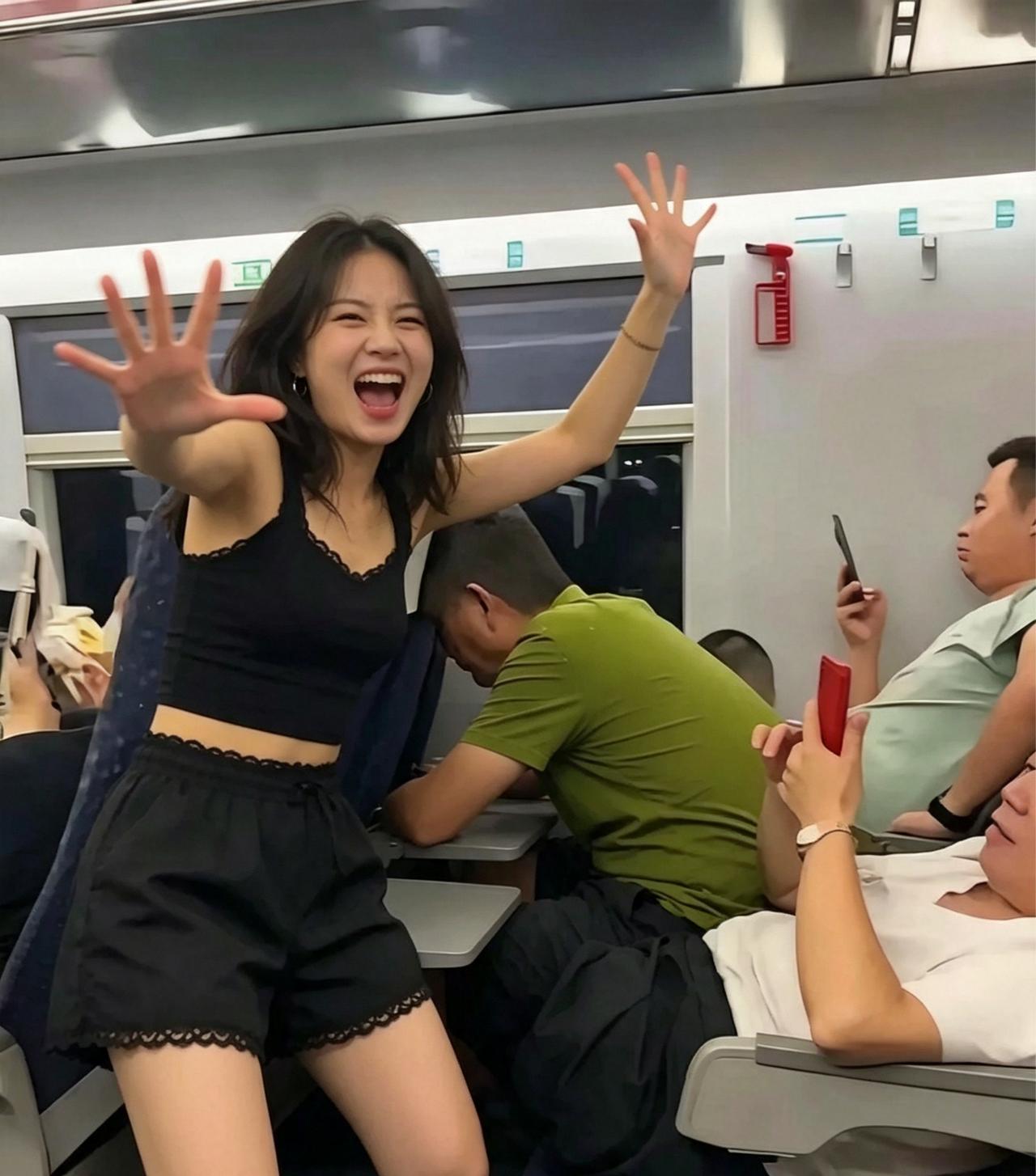 这丫头这么这么开心，这张牙舞爪的造型别出来吓人啊！