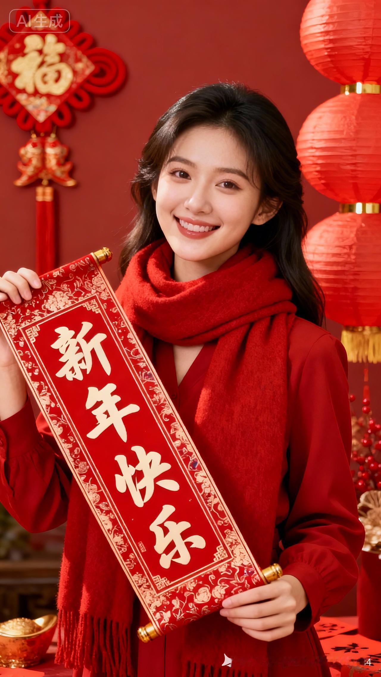 红袖添香夜，喜气满堂春，祝大家新年好！