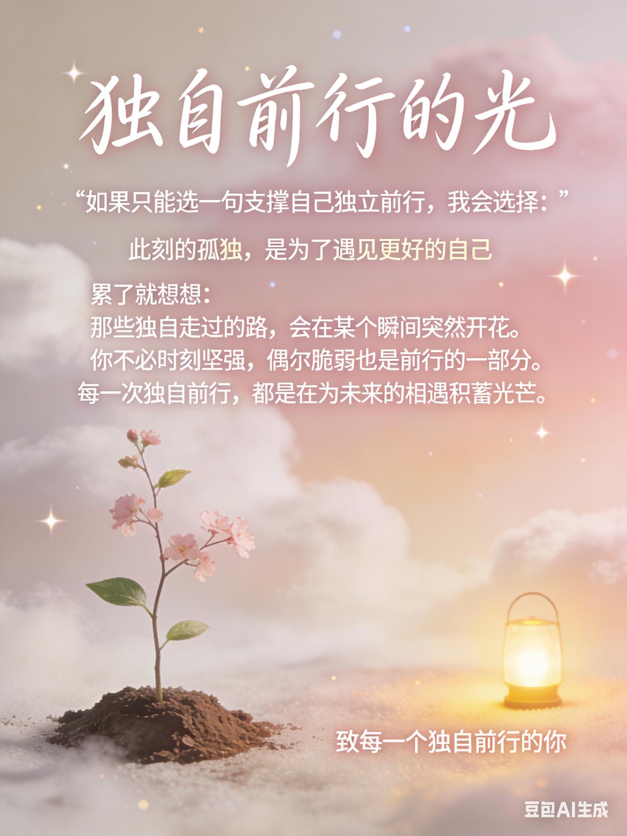 **“此刻的孤独，是为了遇见更好的自己。”**

累了就想想：那些独自走过的路，