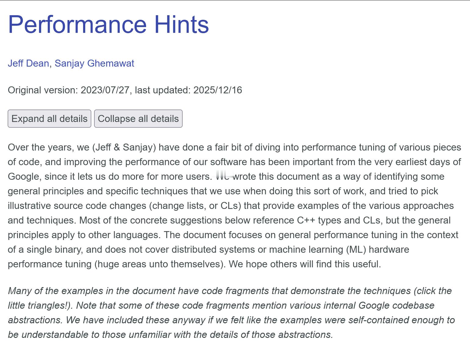 长文：Jeff Dean 和 Sanjay Ghemawat 撰写的关于性能优化