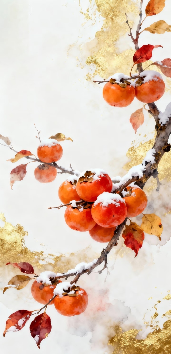 “  雪柿盈枝，事事无忧 … ” 