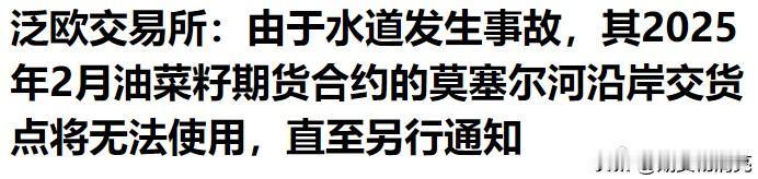 菜籽菜粕菜油全靠情绪支撑，啥消息都是利多，白天说什么摩泽尔河道闸门坏了，加剧菜籽