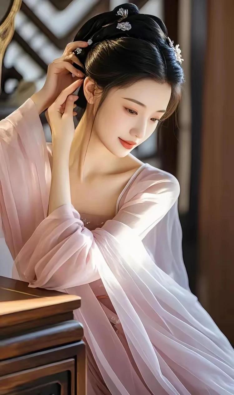 云鬓轻挽花眼影，
容颜绝世润倾城。
丹唇未启先闻笑，
风姿绰约梦牵魂。