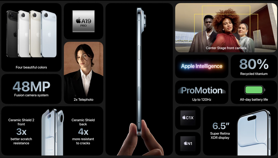 iPhone 17，终于补上高刷，起售价 5999元iPhone Air，史上最