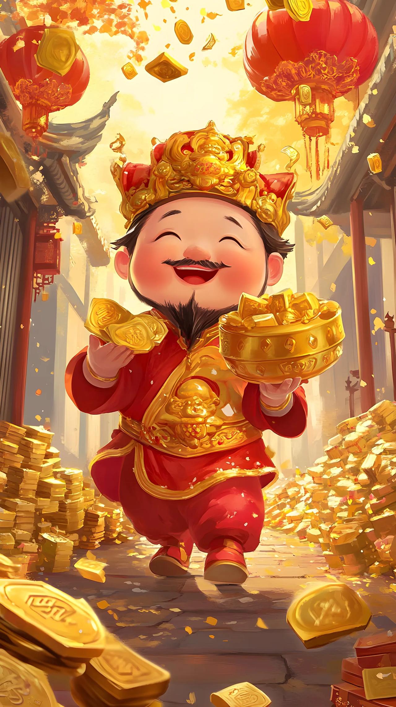 财神报道五路财神都有谁 红色喜庆壁纸 新春壁纸怎么选