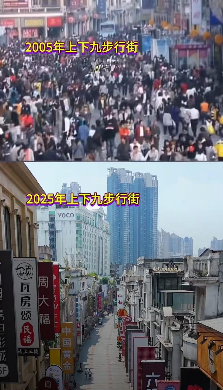 日本网友对中国网友抛出了一个疑问：20095年和 2025 年的中国街景对比，中