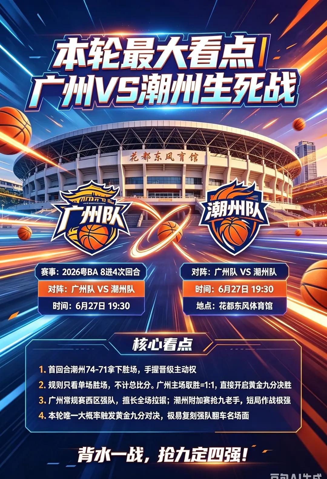 粤BA 8进4次轮最大看点！广州VS潮州。粤BA 广州队 潮州队 粤战粤勇 黄金