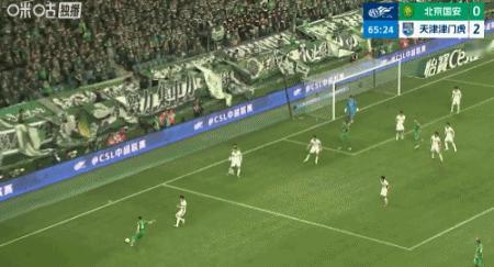 北京国安北京国安中超联赛 李磊助攻，张玉宁头球扳回一球北京国安1-2天津津门虎 