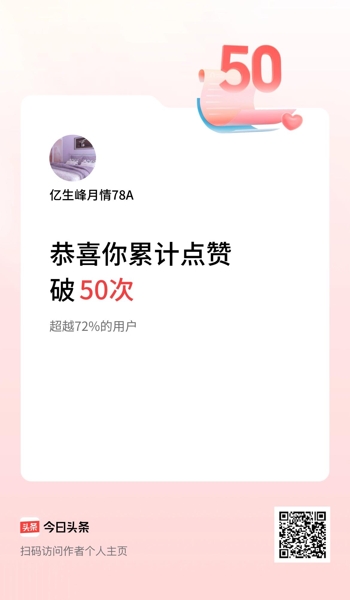 我在头条累计点赞破50啦！