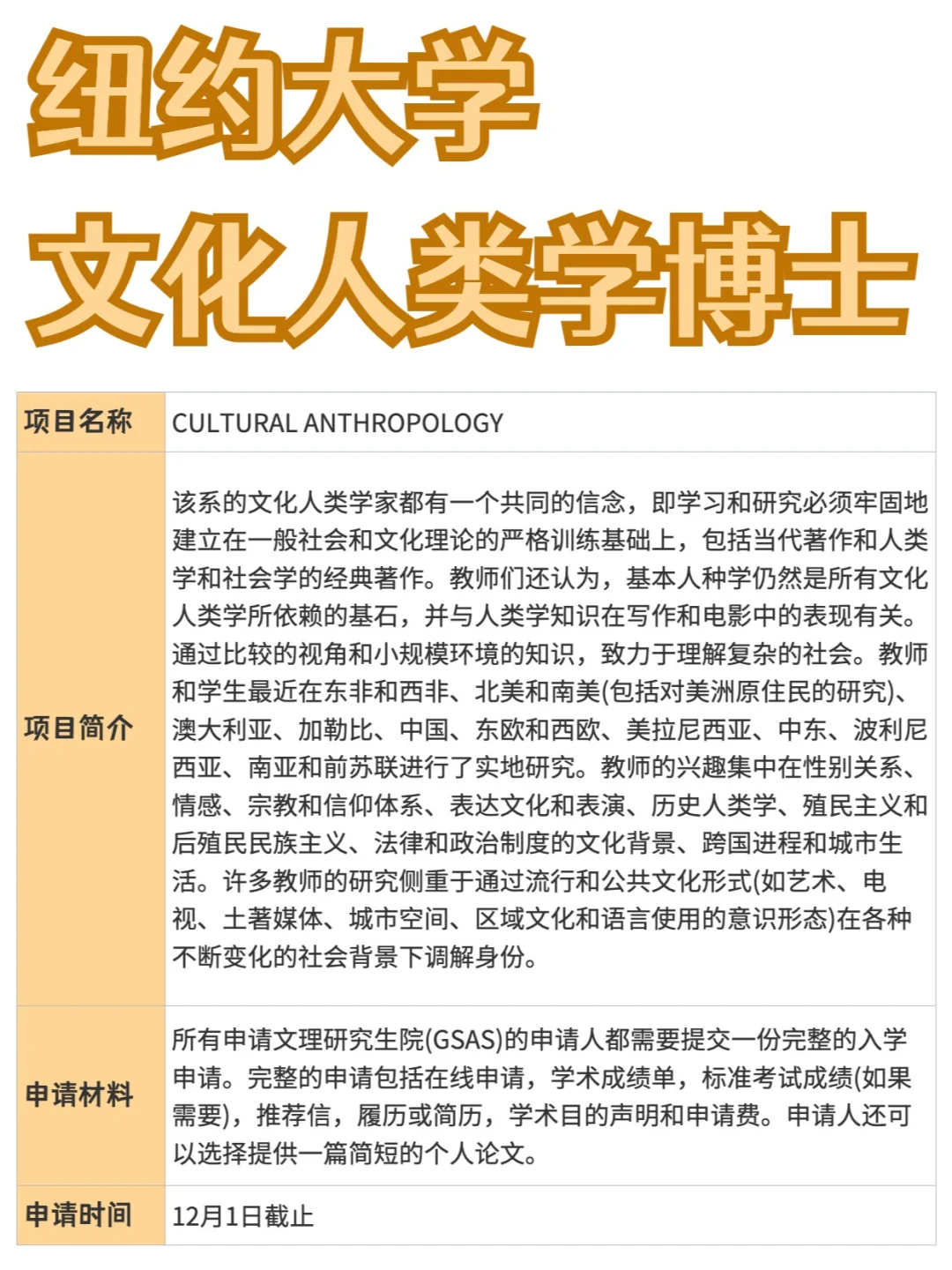 纽约大学丨文化人类学博士