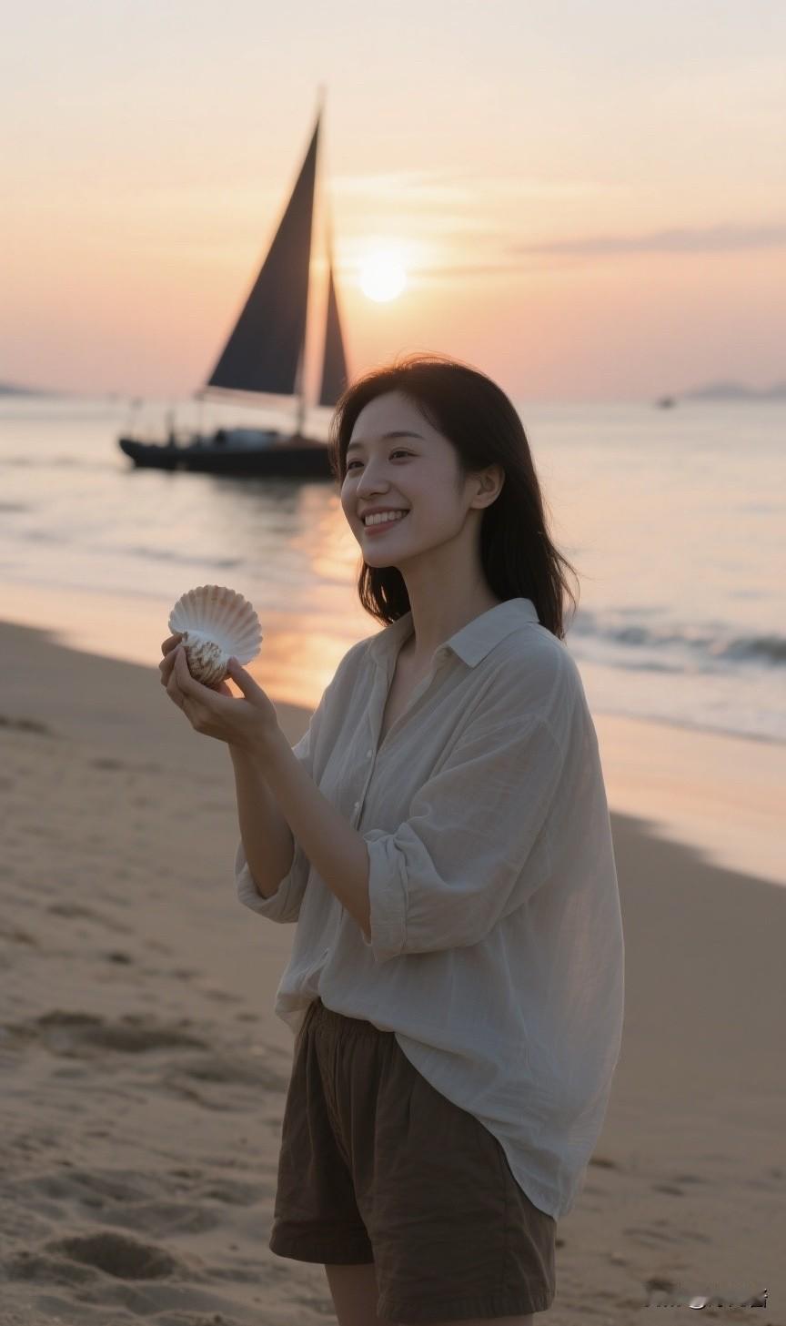 海边日落简直是人间宝藏！橙红的落日像咸蛋黄，把天空染成温柔渐变，连空气都弥漫着浪
