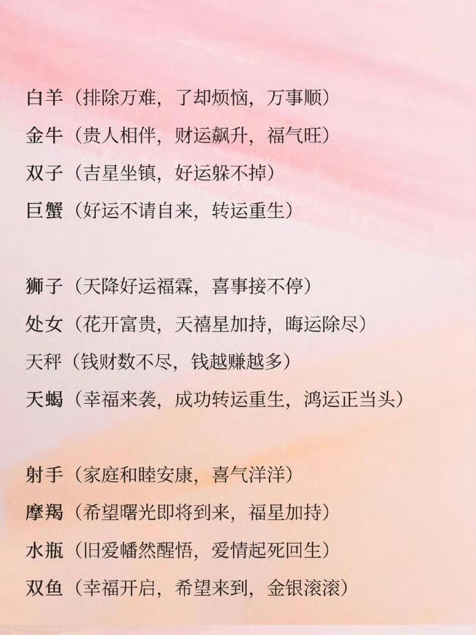 12星座点赞转发，新的一周好运连连：​​​​运势 ​​​
