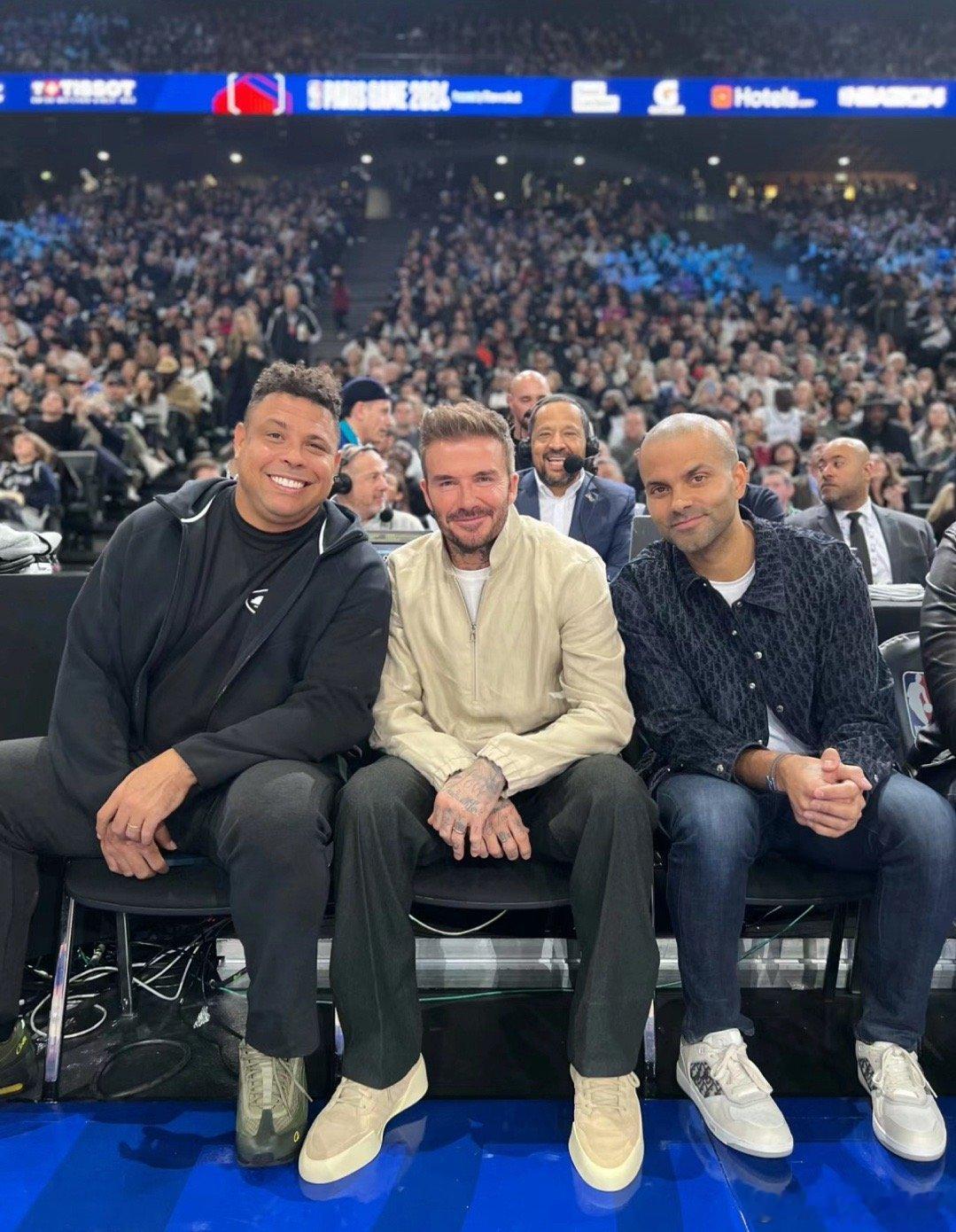 贝克汉姆和马云都去看了nba法国赛 ，不知道他们见面会不会打招呼。 ​​​