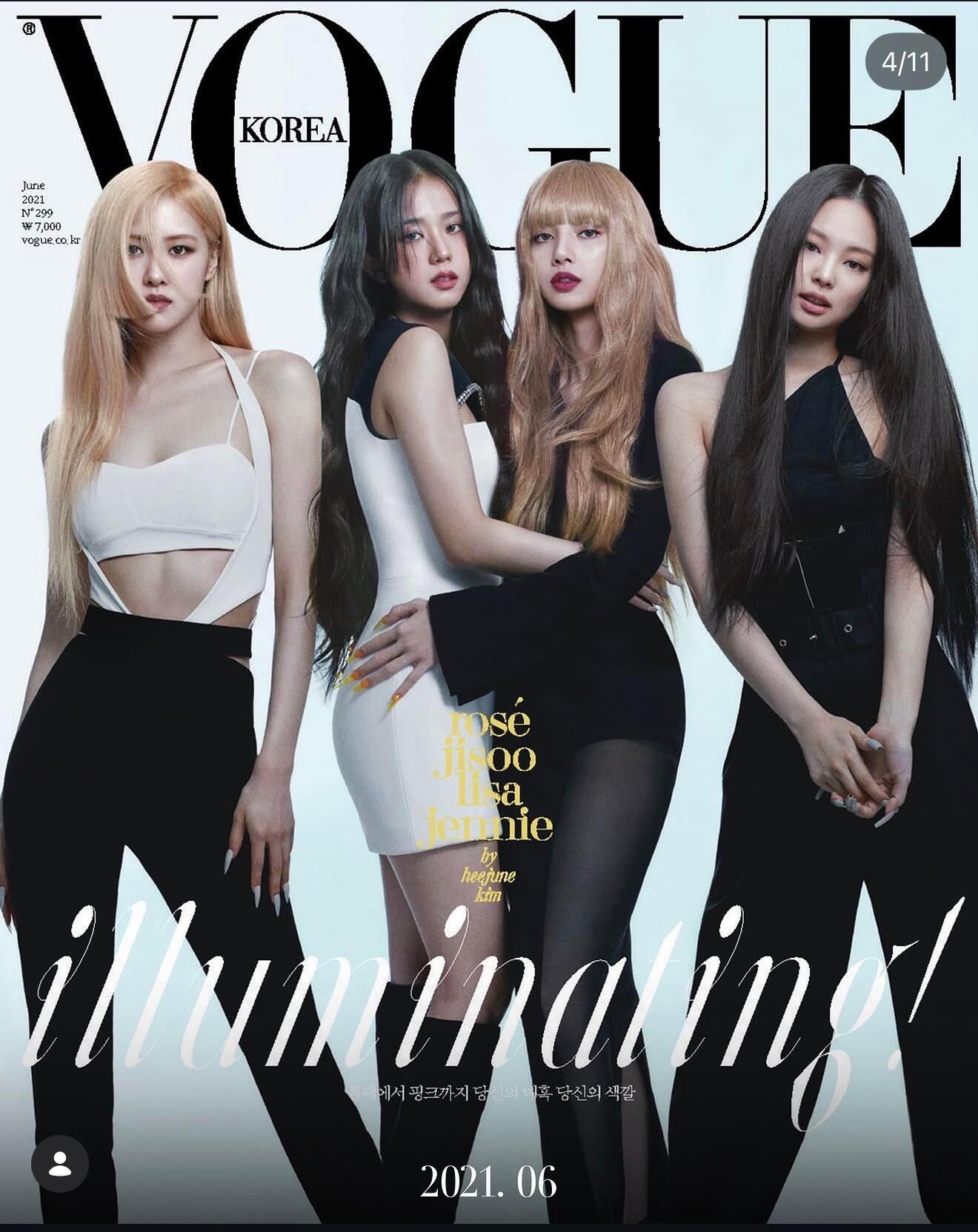 韩版vogue发了blackpink封面庆祝BLACKPINK10周年 欧尼们越