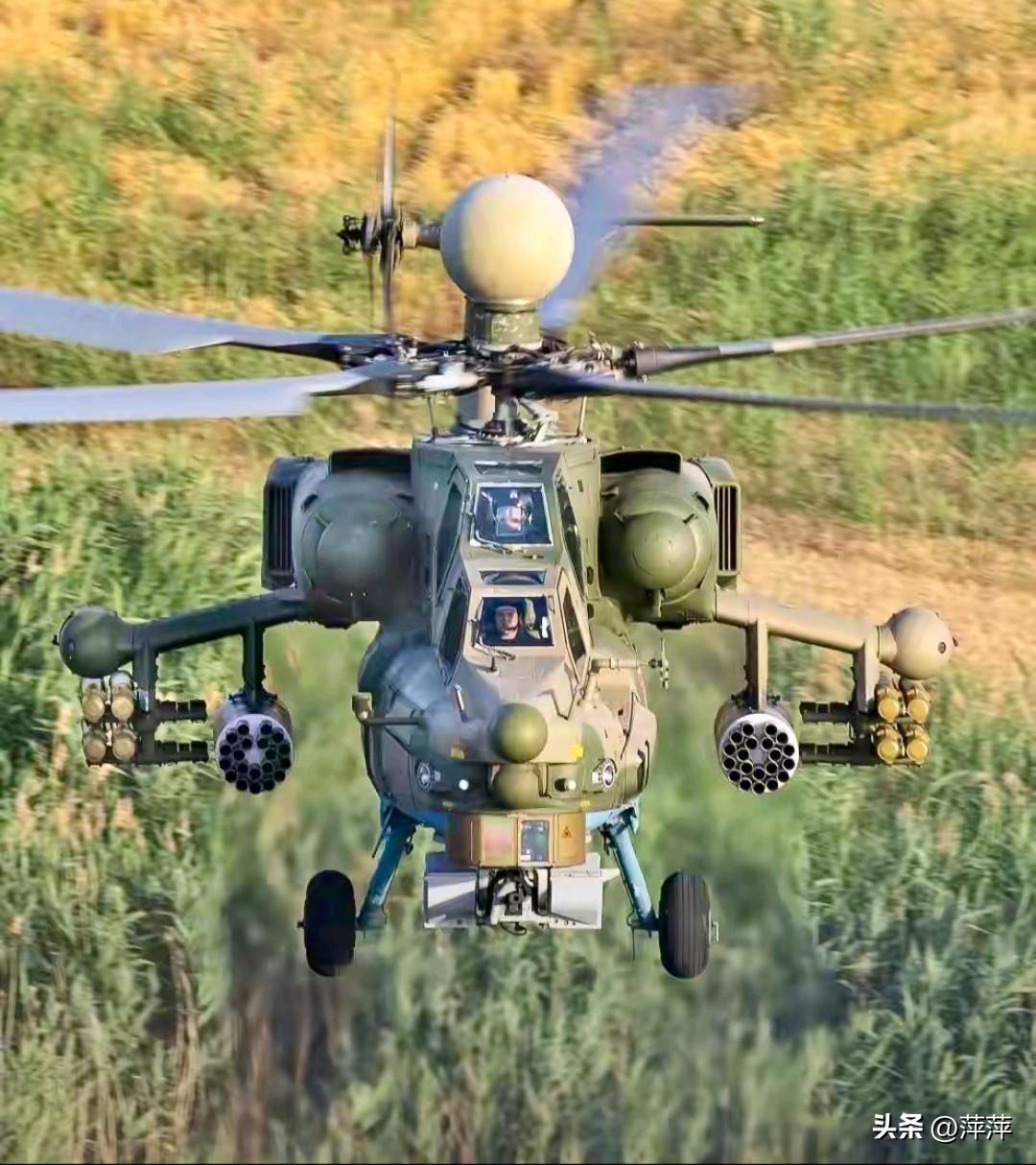 俄罗斯米-28NM重型武装直升机，2016年首飞，2019年正式服役。它配备桅顶