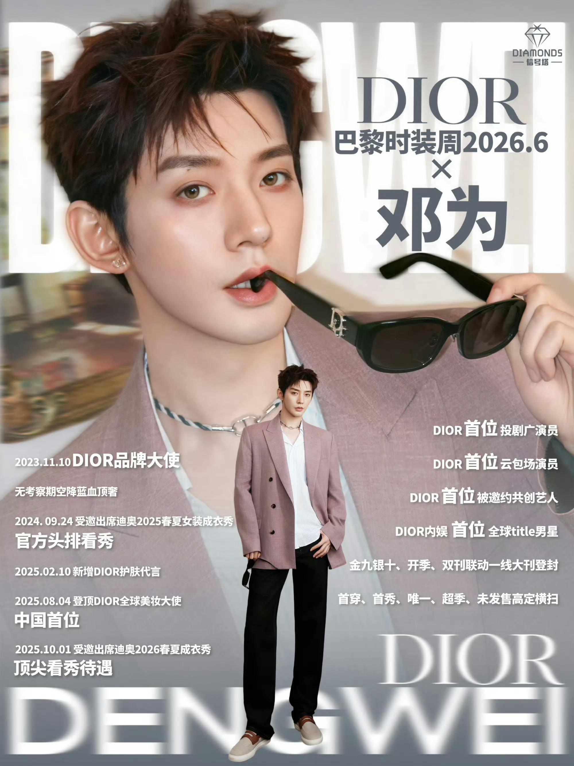 邓为即将出席Dior巴黎时装周！！！美好的六月太期待了！ 