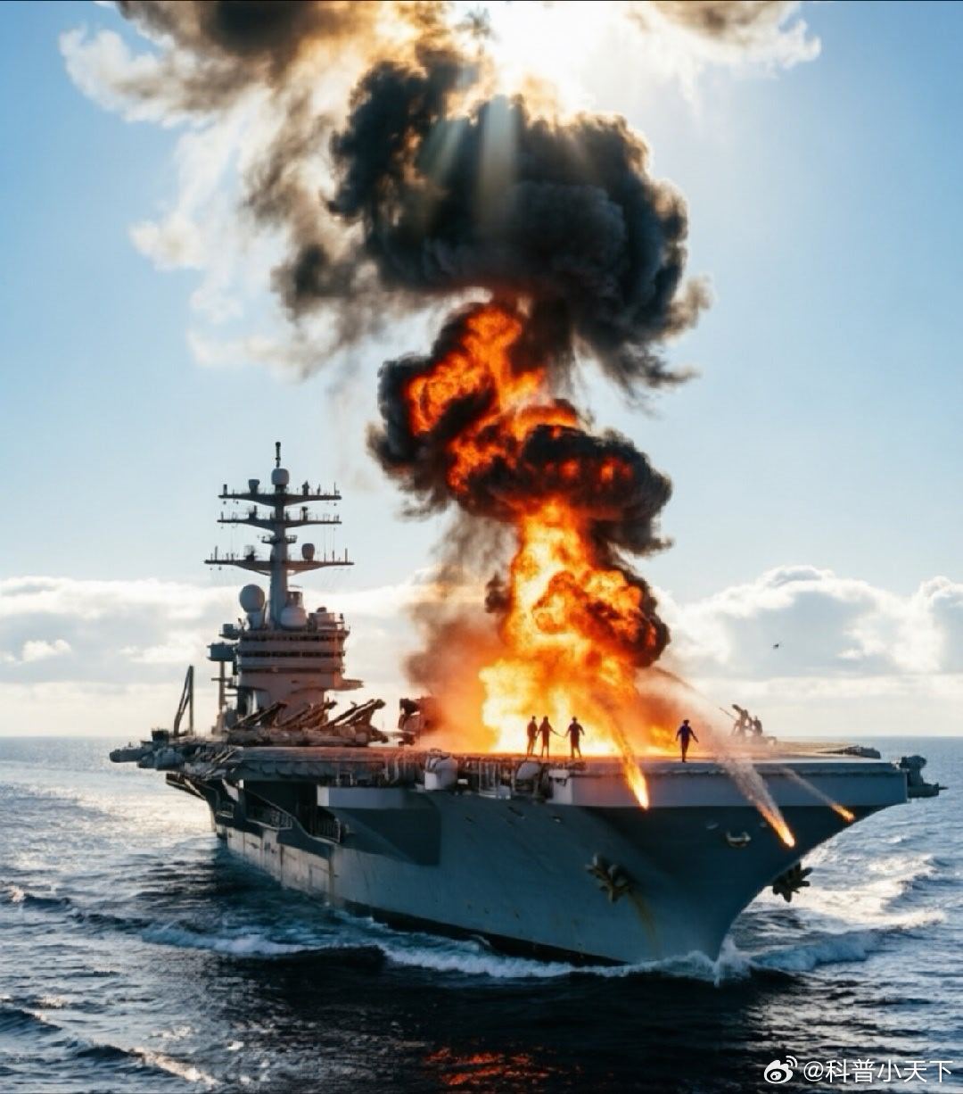 这难道不是被导弹击中的？美国的航母原来这么拉胯啊！美军福特号航母火灾后仍能运行