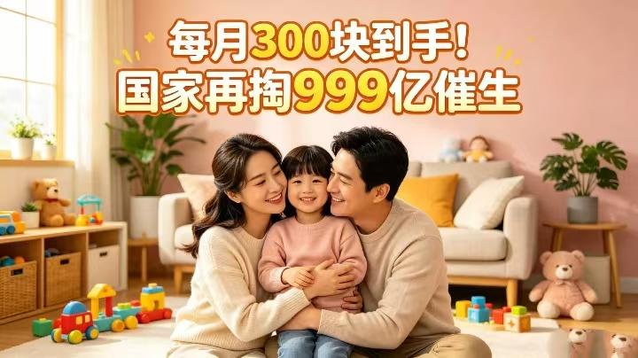 每月300块到手！国家再掏999亿催生，这回你生不生？
刚才刷到个大消息：国家又