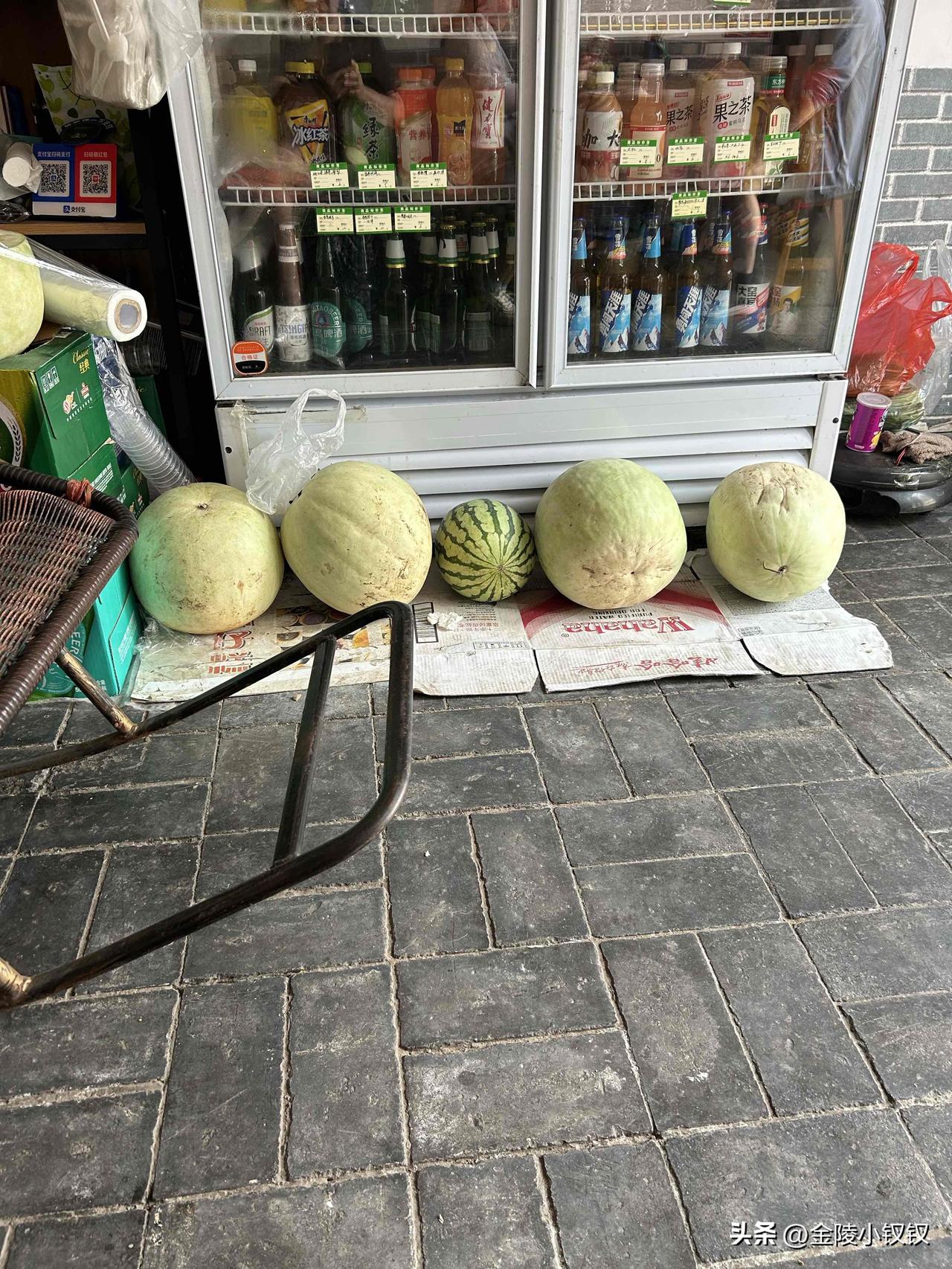 三白西瓜！

在一家小吃店看到地上摆着几个瓜，西瓜我们认识，这个白的我以为是冬瓜