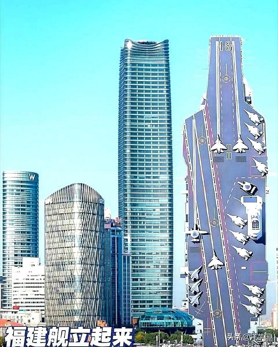 这是看见网友发的图 该说不说，这一下，就更直观清晰福建舰多大了，约320米[给力