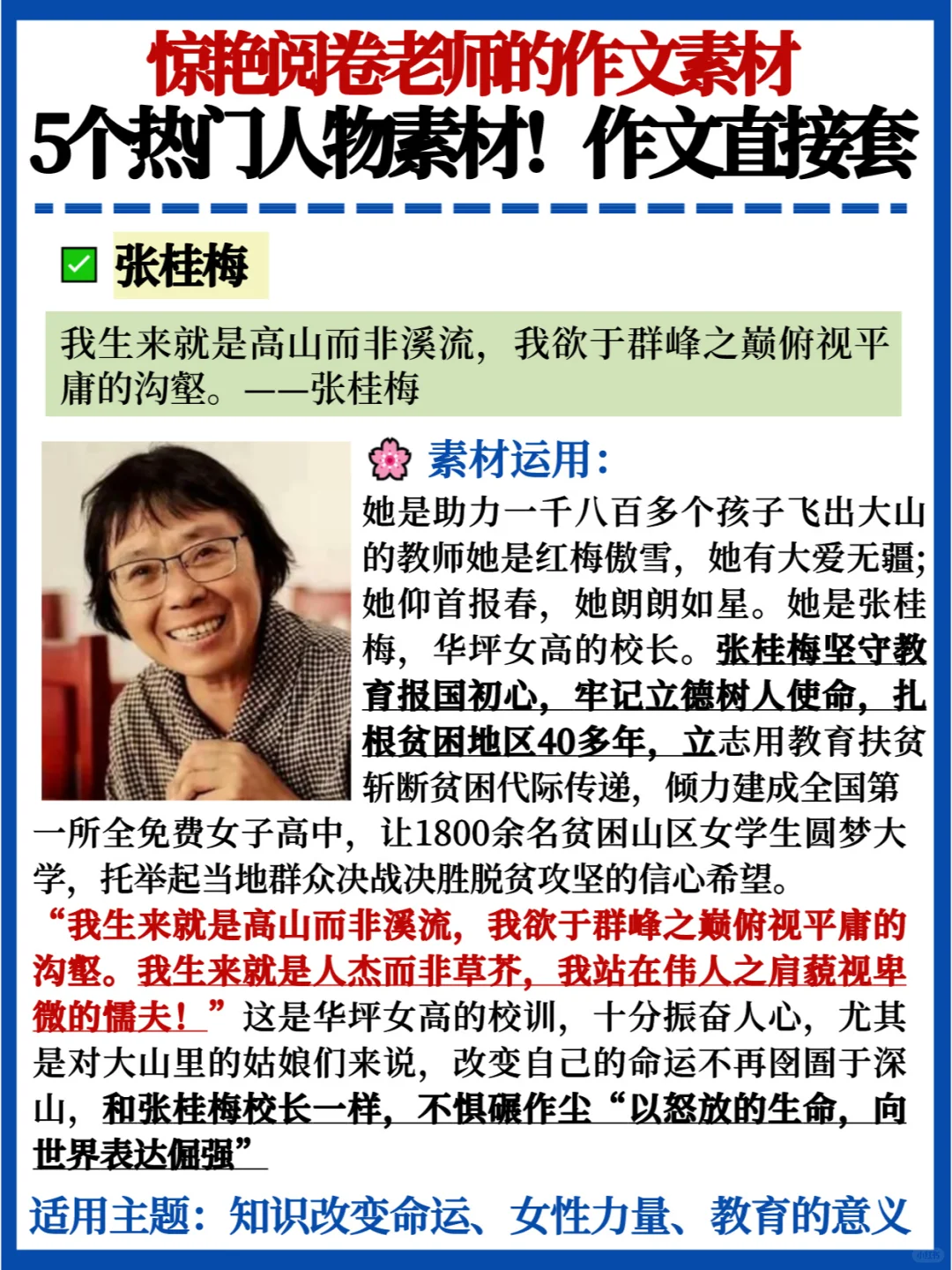 🔥5个热门高质量人物素材✅直接写进作文