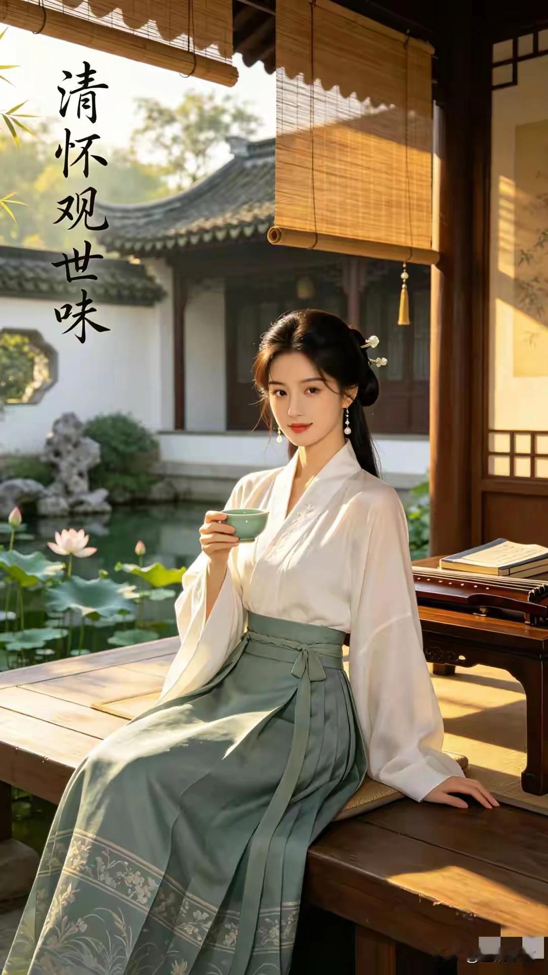 上联：清怀观世味
下联：虚无品古今