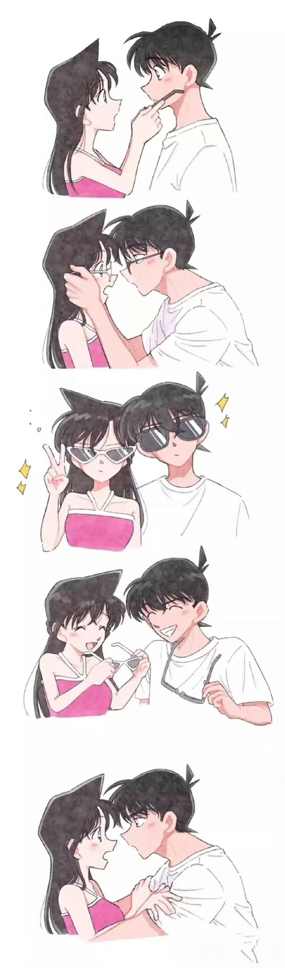 名侦探柯南新兰互带眼镜好甜每次看都觉得好甜！新兰画师:ponkrg_dcnn  