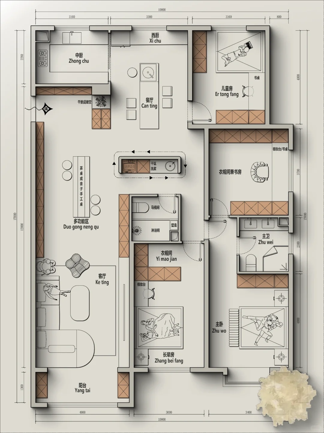 🍁户型改造丨150m²公卫居然在房子中间