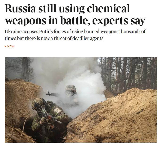 《泰晤士报》称，如果战争陷入僵局，俄罗斯可能会对乌克兰军队使用大规模杀伤性化学武