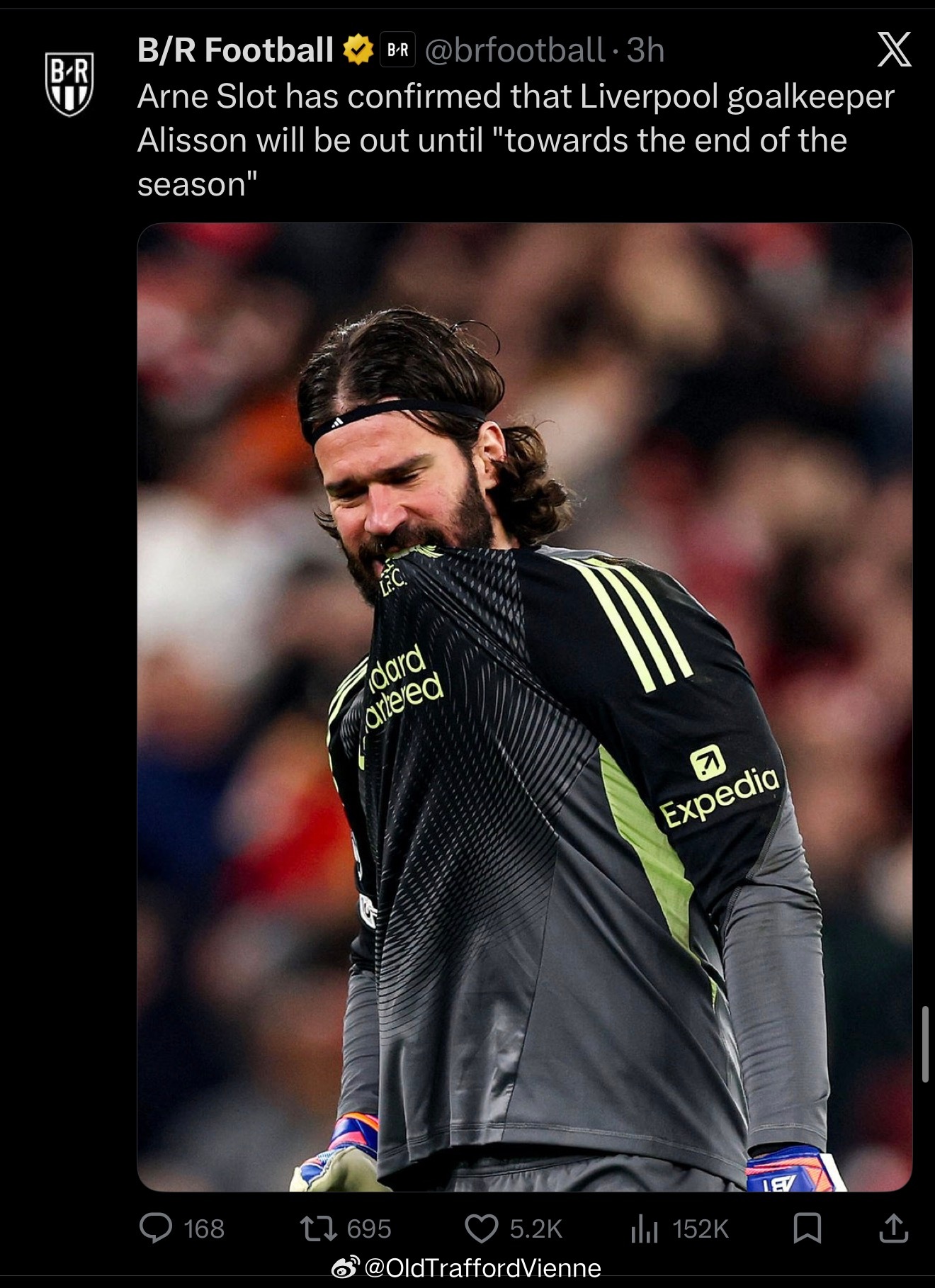 他桶门将阿利森要到赛季结束时才能复出现在他们门将是谁？队伍散了，所以萨拉赫才提前