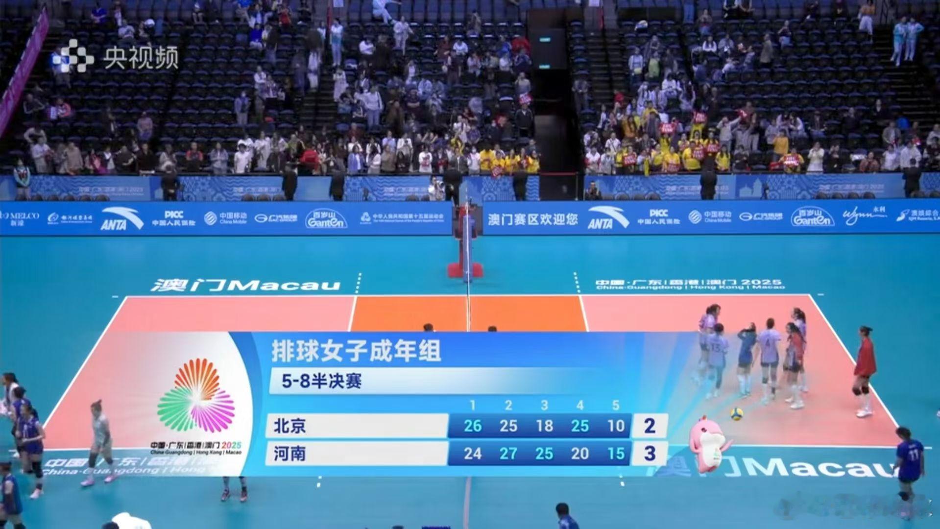 恭喜河南女排，3-2击败北京队，挺进5-6名排位赛！创造了河南女排在全运会赛场的