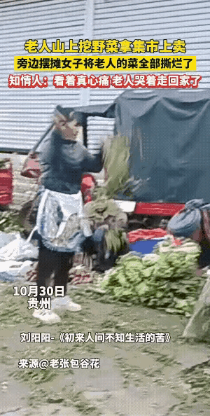 不知道，当这个女子拿起老人的野菜，进行抛拯的时候，心里有没有老人烈日下，为了三分