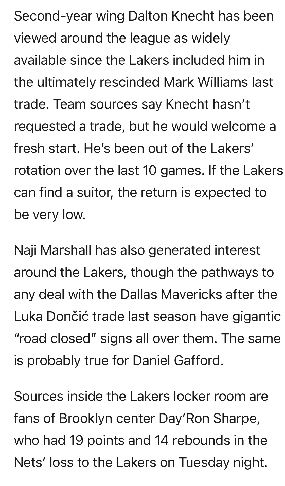 Dan Woike：球队消息人士称，克内克特并未主动申请交易，但他也愿意接受新的