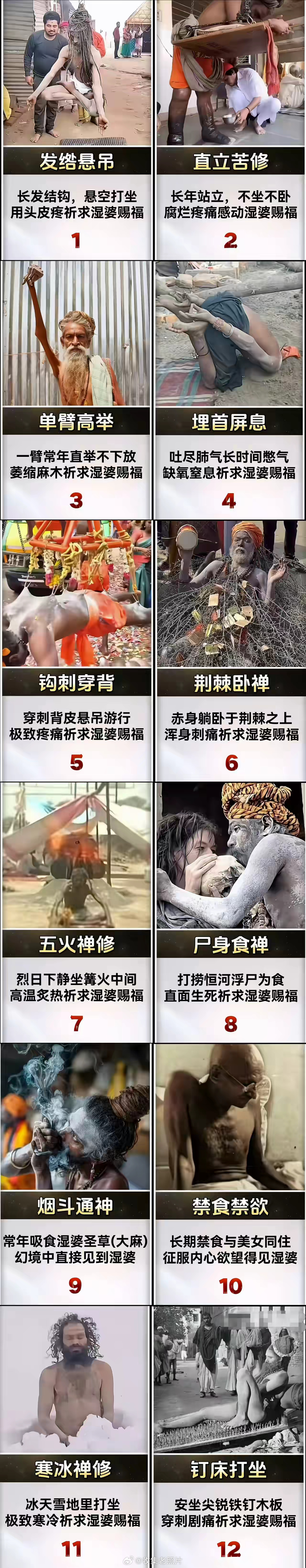 印度苦行僧，不同的奇葩修行方式！ 