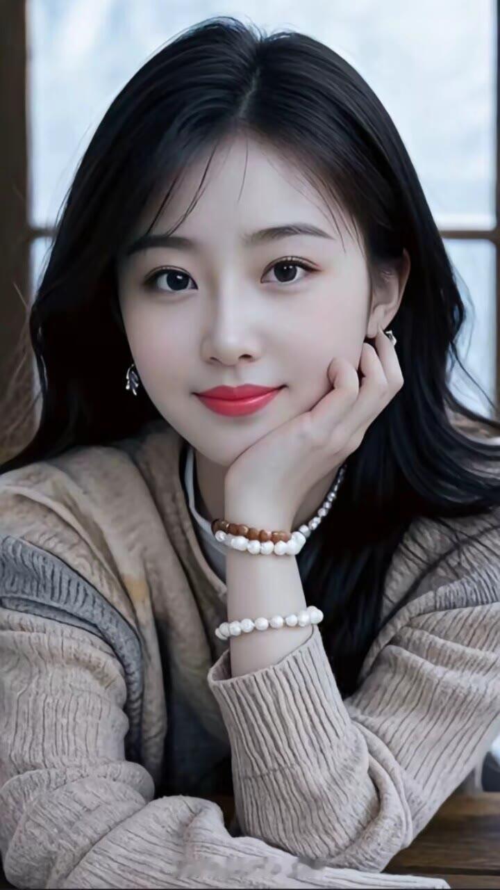 温柔甜美的少女，珍珠手链点缀，散发自然魅力