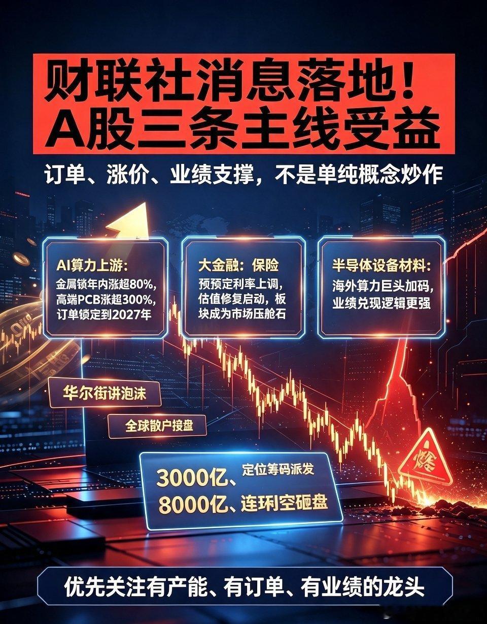 A股行情 财联社重磅消息落地！A股三大主线直接受益，持仓投资者静待机会财联社最新